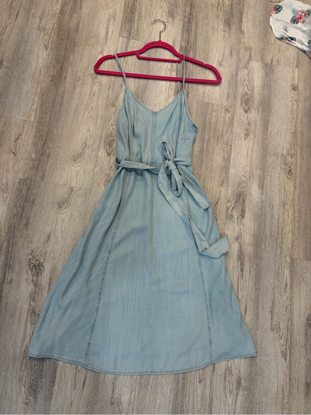 CO Light Blue Chambray Tie-Waist Midi Dress